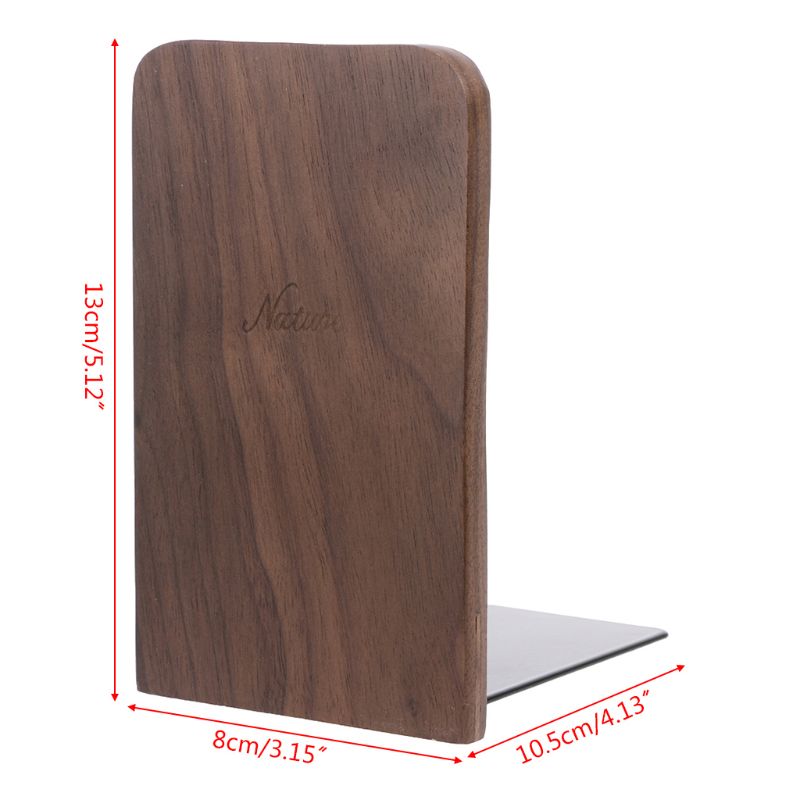 Walnut Wood Desktop Organizer Desktop Office Home Bookends Book Ends Stand Holde D5QC