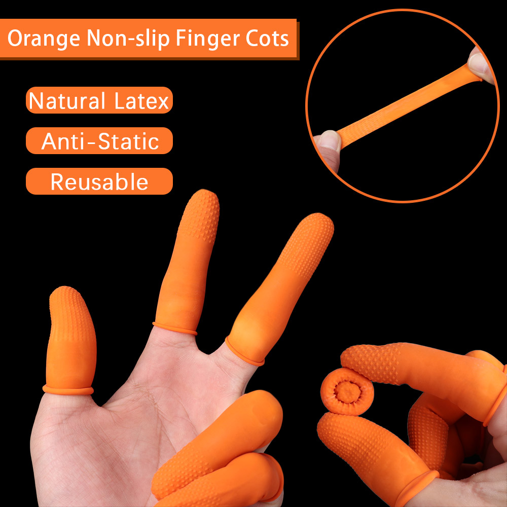 100st. Återanvändbart fingeröverdrag naturliga gummihandskar som inte glider latex finger barnsängar fingertoppar skyddshandskar nagelkonstverktyg