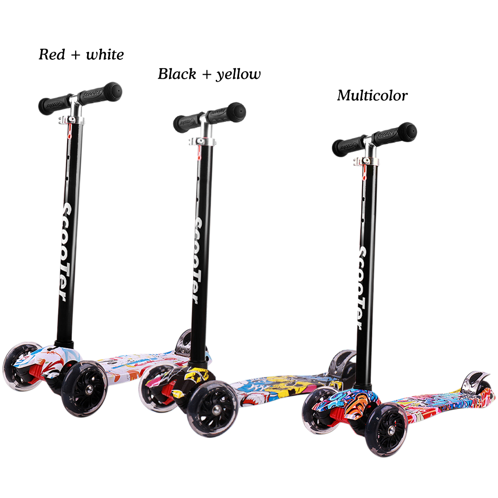 Faltbarer Roller für Kids 3 Wheel Scooter mit Lichträdern Kick-Scooter für Kleinkinder 3-8 Jahre Verstellbare Höhe Roller