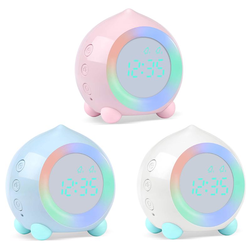 E56C Children Digital Alarm Wory Sunrise Simulator avec LED Night Light lampe pour garçon