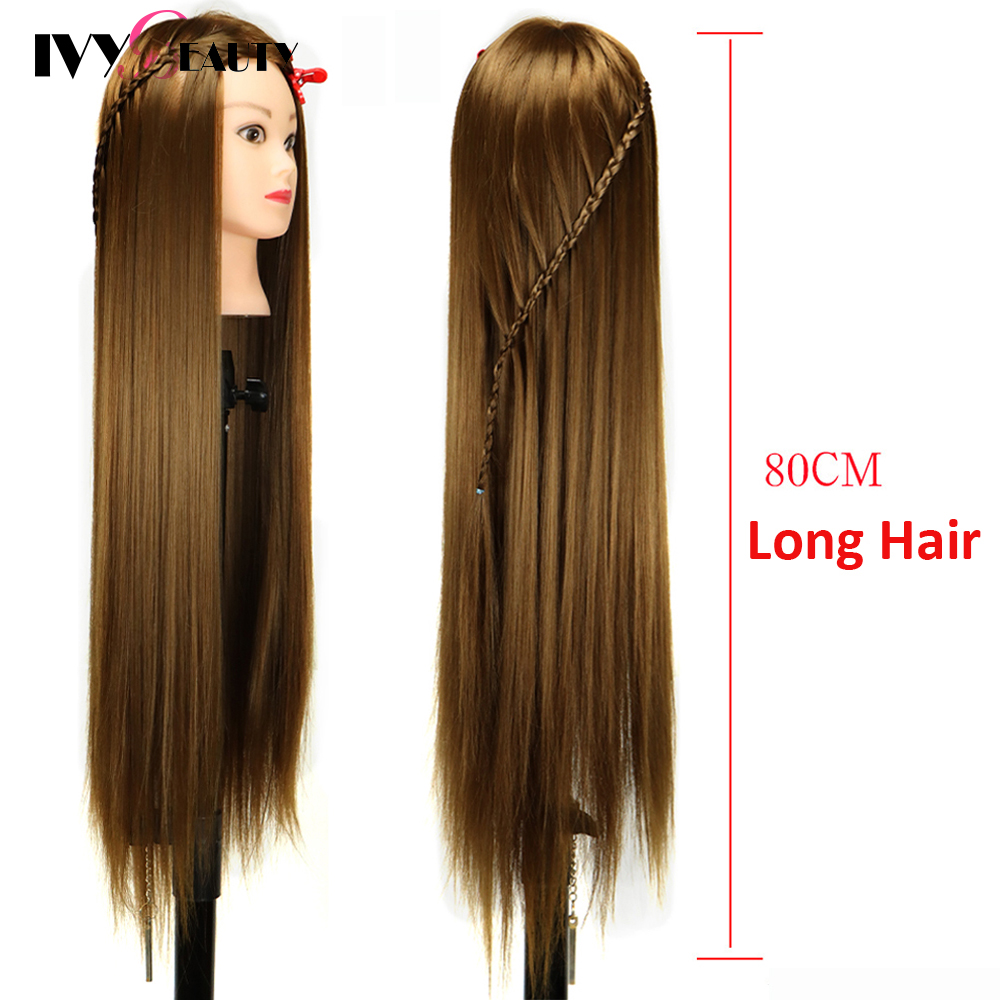 Poupées de tête professionnelle de 80 cm de long pour coiffeur 30inch mannequin de cheveux synthétiques pour coiffure coiffure pour les poupées