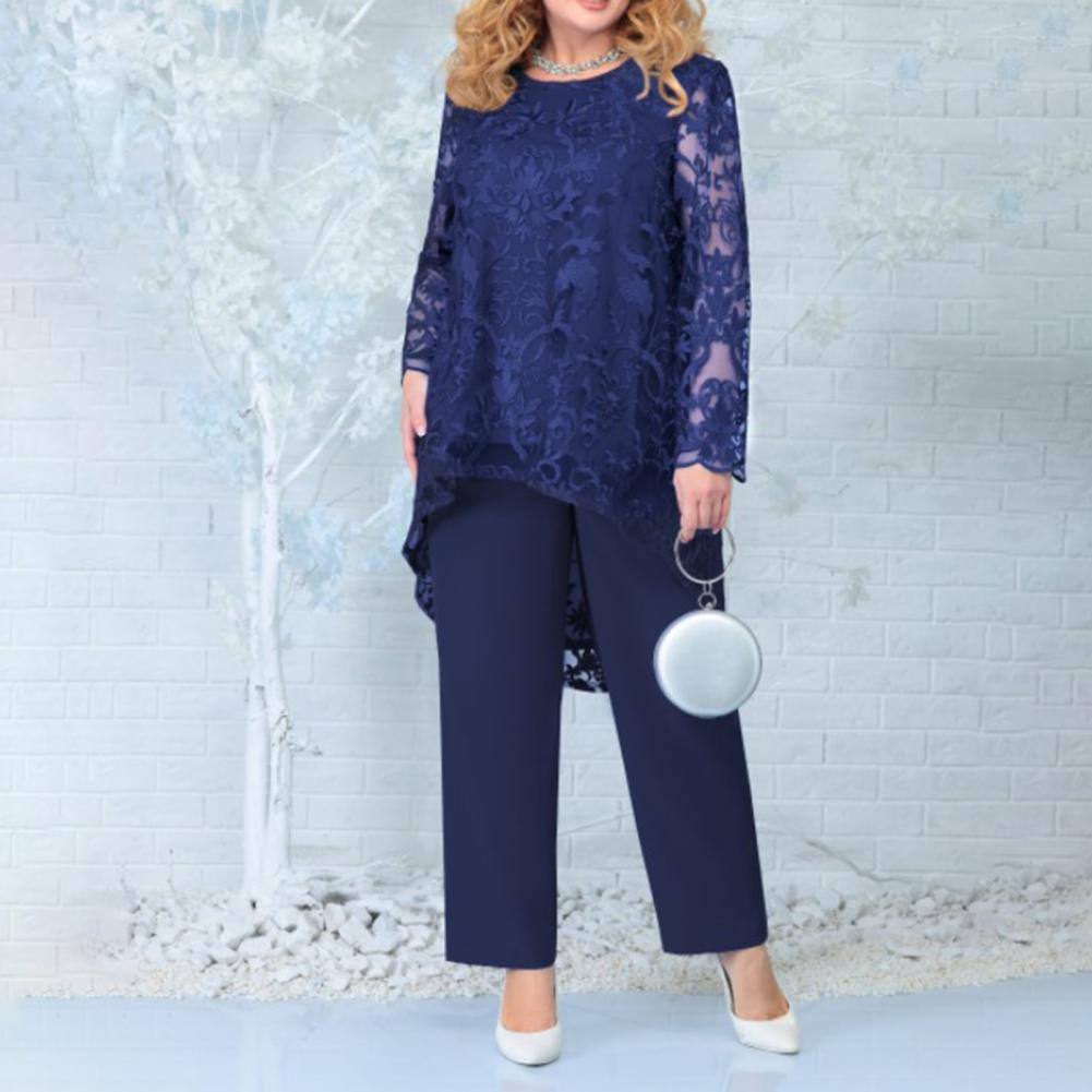 Överdimensionerad kvinnoklädermatchning Set Pant Elegant Tops Weddings Women Two Piece aftonklänning Femme kläder broderi kostym