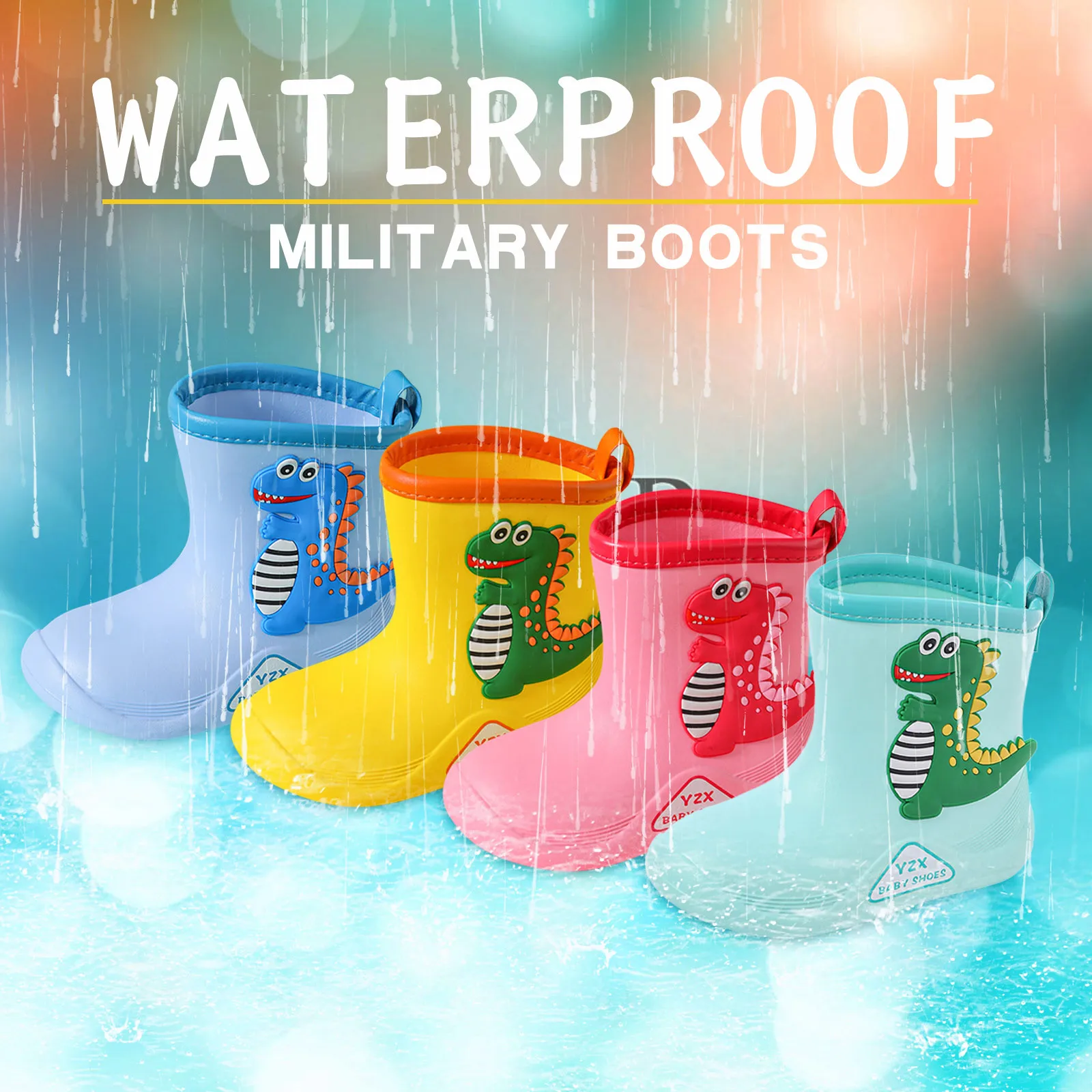 Сапоги на каблуках обувь для маленьких девочек Дети Симпатичная мультипликационная мода водонепроницаем
