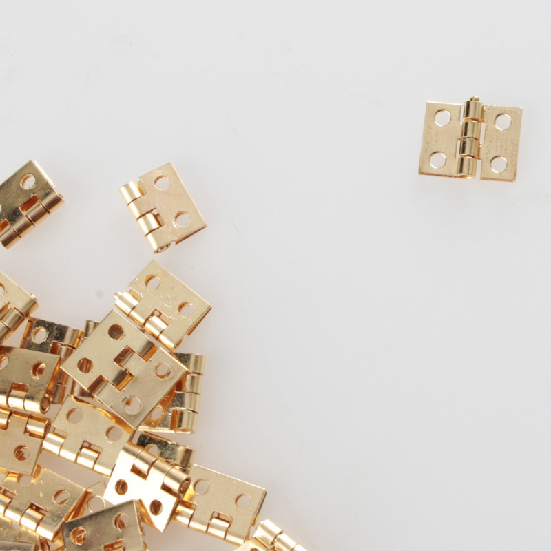 Tiny Golden Mini Small Metal Hinge Folding Wooden Jewelry Box Hinge Fittings Dollhouse Wood Door Butt Hinge Hardware Nail