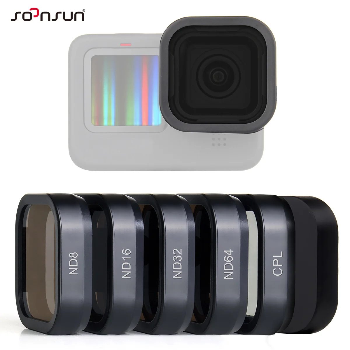 Камеры Soonsun Cpl ND8 ND16 ND32 ND64 Фильтр для GoPro Hero 11 10 9 Black Filter Kit Go Pro 9 10 11 ND Фильтр