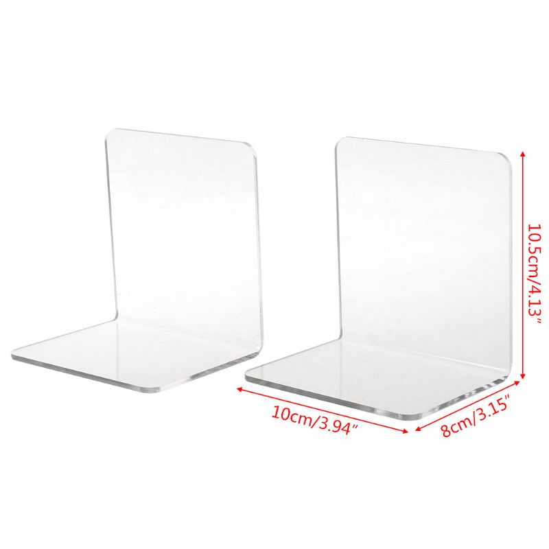 2st Clear Acrylic Bookends L-formad skrivbordsskrivbordsbok Holder School S Dropshipping