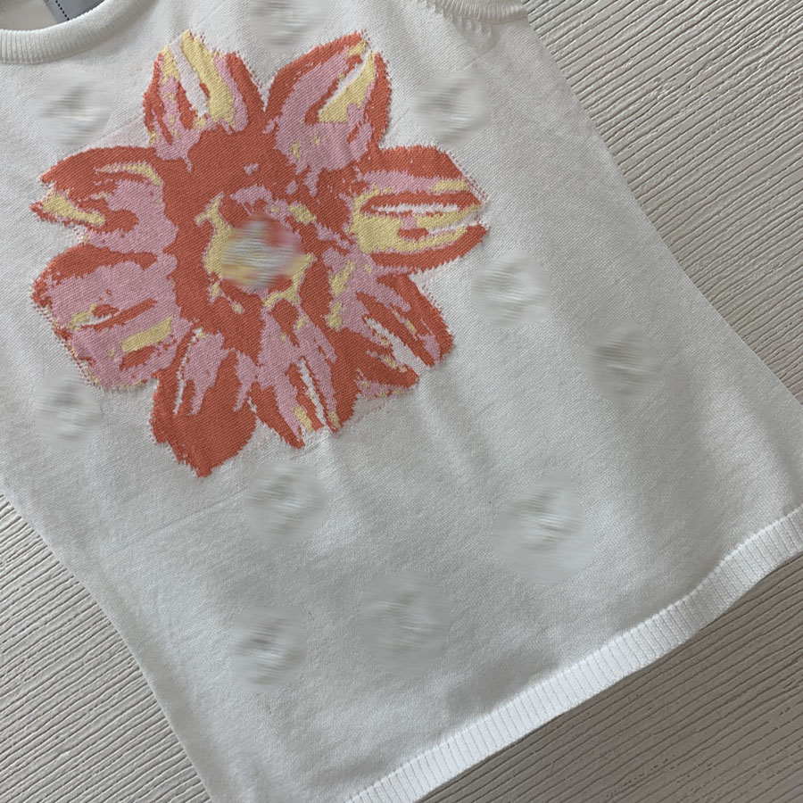 Diseñador de camisetas sin mangas de mujer Camisa de punto Y2K con patrón de flores temperamento de moda