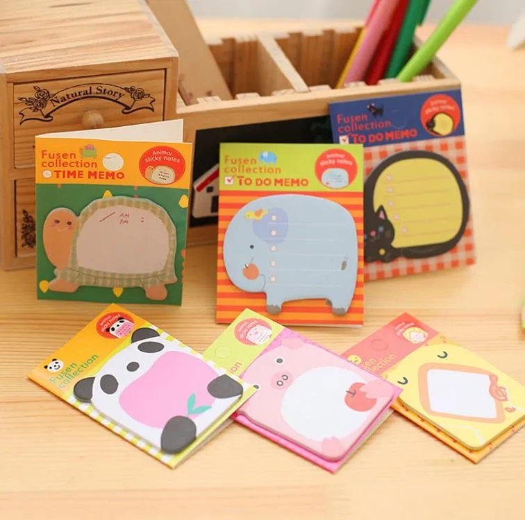 Groothandel 500 % Sticker Cute Kawaii Animal Sticky Notes Notepad Memo Pads Office School STIDEMS PANDA CATA CAT KITTY BOETMARK