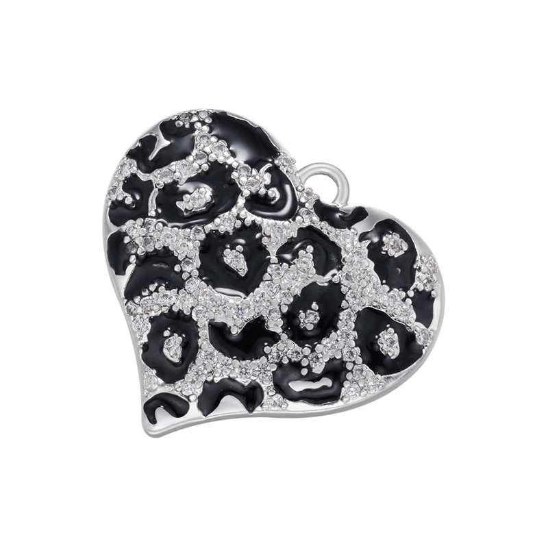 Zhukou Gold Farbe Leopard Emaille Herz Anhänger für Frauen handgefertigt Ohrringe Schmuckzubehör versorgt Großhandel VD1100