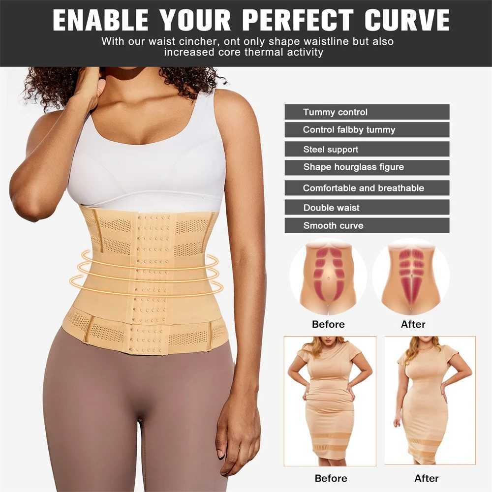 Ceinture minceur Minsit Wasit Trainer 23 27 cm Hauteur Faja Colombianas Slinom Femmes Bodys mince Fabriage CORSET Double ceinture Contrôle du ventre 240409