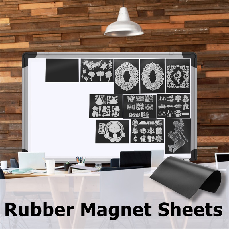 177X127Mm Rubber Soft Magnet Sheet Self Adhesive Sticker Black Magnetic Mats for Cutting Dies Storage Easy Convenient To Paste