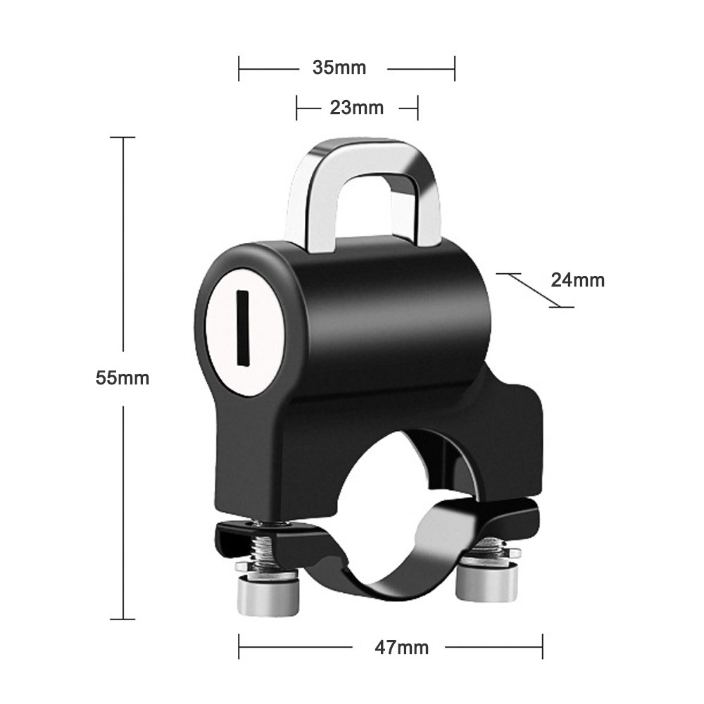 Mini Portable Helmet Lock Anti-Theft Safety Lock All-Metal with 2 Keys for 22-24mm Handlebar Bike Motorcycle Electric Scooter