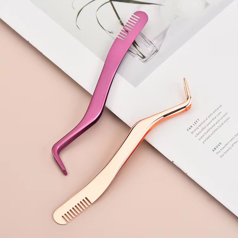 Partihandel False Eyelash Curler med Comb Brush Eyelashes Pickor Eye Lash Extension Nippers Rostfritt stål Makeup Tools Set