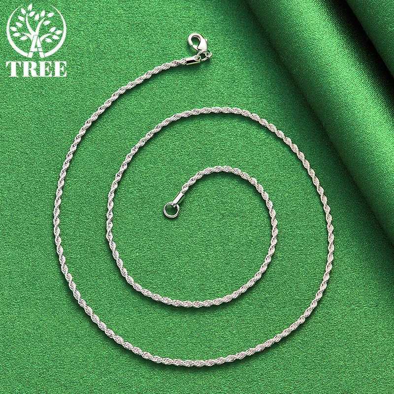 قلادة قلادة Alitree 925 Sterling Silver 3mm 16/18/20/22/24/26/28/30 بوصة قلادة سلسلة موجة المياه مناسبة للنساء والرجال