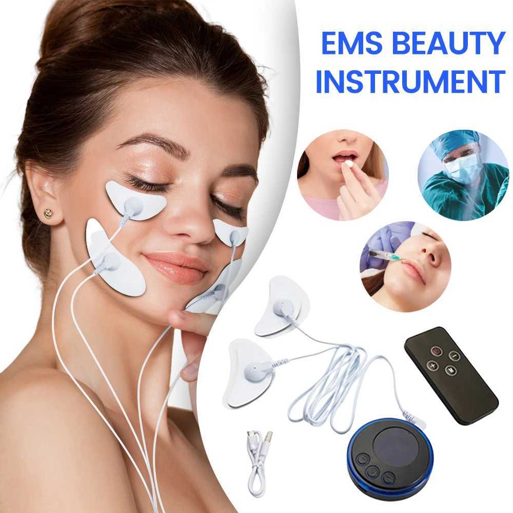 Gesichtsmassagegeräte EMS Gesichtsmassage Gesichtshebe Mikrostrom V-Face Doppelkinn Remover Halshubhaut Anstrengung Anti-Falten-Schönheitsgerät 240409