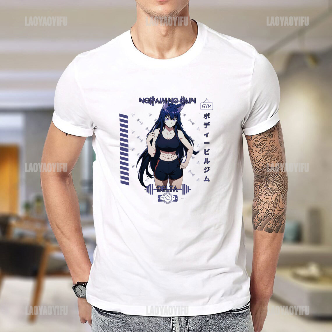 Eminencja w cieniu Delta Anime Art No Ból No Gain Academy Gym Active T-Shirt Woman Man Manga Graphic T koszule CAMISETAS