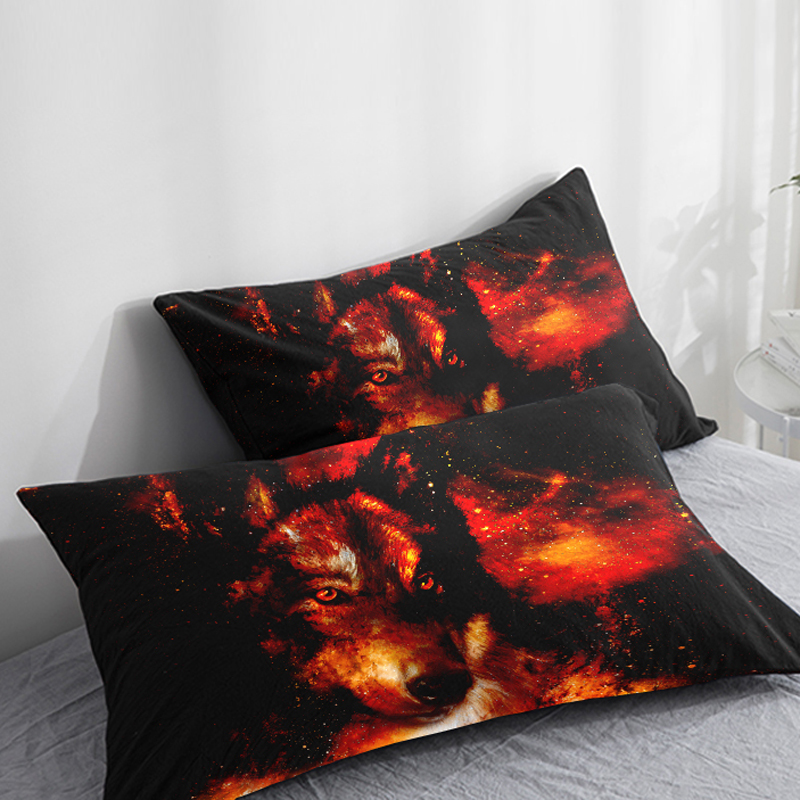3D HD Custom Pillow Case,Pillowcase 50x70/50x75/50x80/70x70,Decorative Pillow Cover Animal fire wolf,Bedding Drop ship