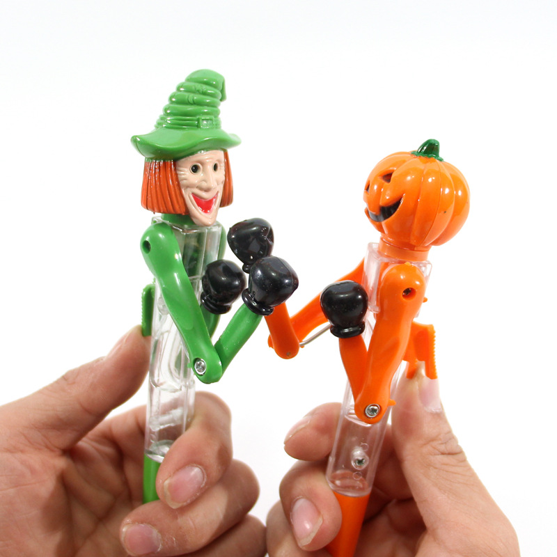 Halloween carino pugilato di zucca Penna creativa Ball Point Penna con una penna giocattolo a pressione leggera Halloween Gift Prize bambini