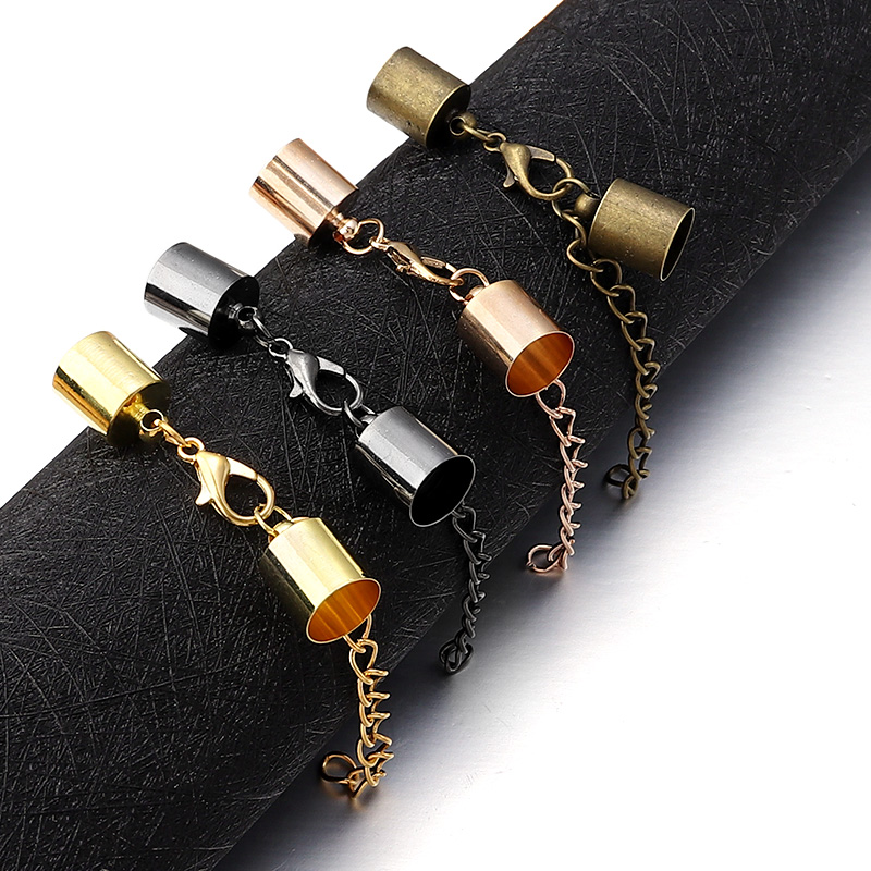 LOULEUR 3/4/5/6/7/8/9/10mm Aolly Lobster Clasp Leather Cord Bracelet With Extended Chain Connectors For Jewelry Making