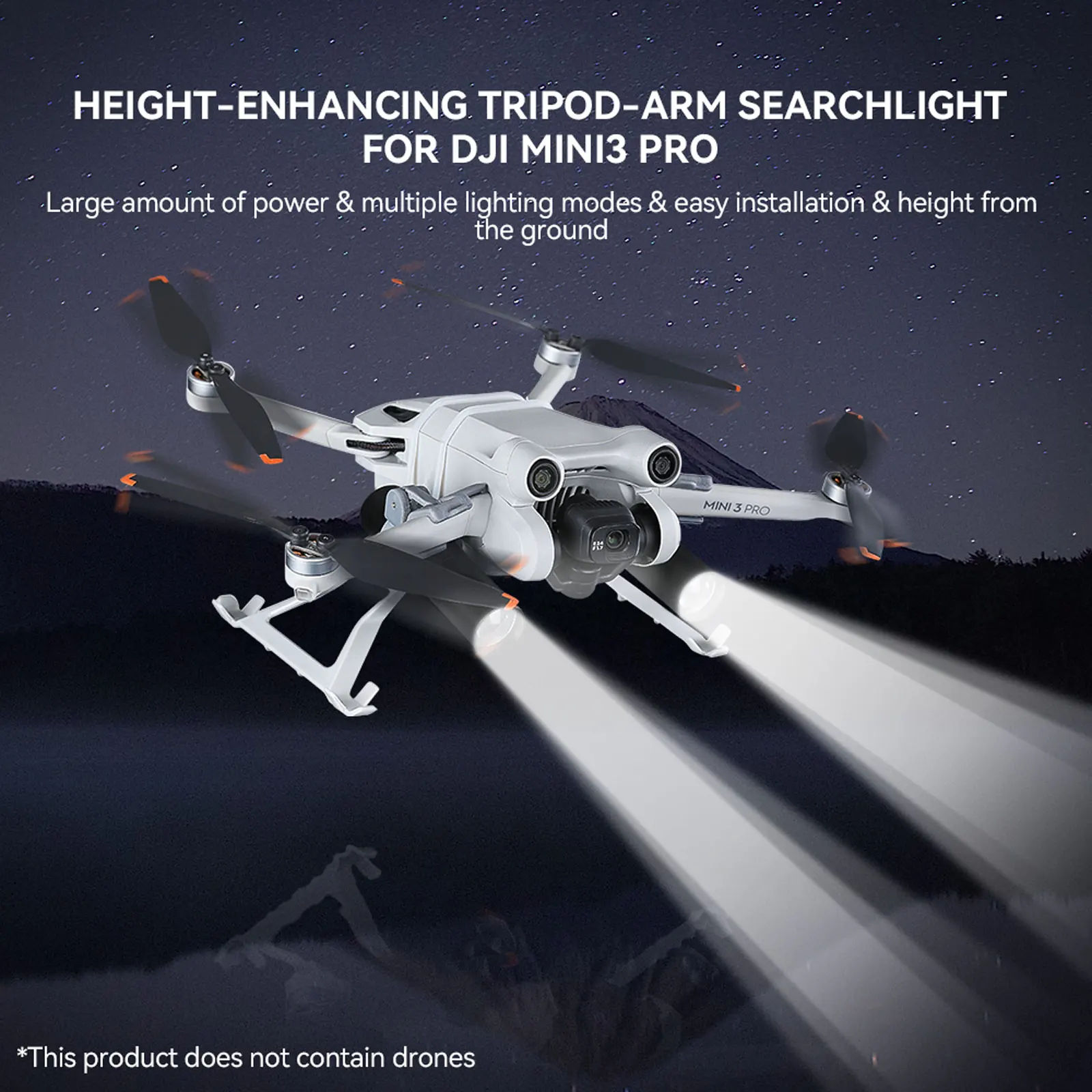 Tillbehör Arm Searchlight Lämplig för DJI Mini 3 Pro Dual Electric Lighting Landing Gear Drone -tillbehör