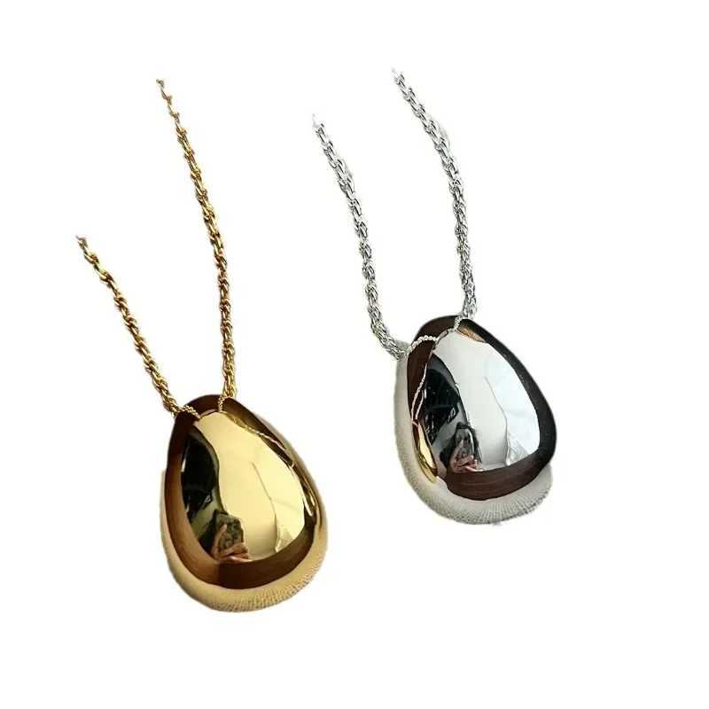 Pendant Necklaces Modern Jewelry Simple Delicate Design Smooth Metal Teardrop Pendant Necklace For Women Female Party Gift DropshippingQ