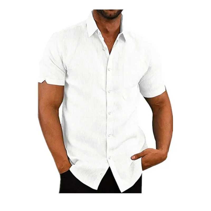 Chemises décontractées masculines 2024 MENSE MASSE CHEMTRE CHET-MANDE COUPE SUMME All-Match Couleur Solide Business Casual Loose Personality Simple Button Shirt 2449