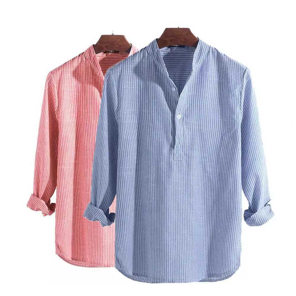 Camicie casual maschile da uomo camicia da uomo a strisce a strisce camicie casual a maniche lunghe a maniche lunghe petto single camicia top dropshipping 2449