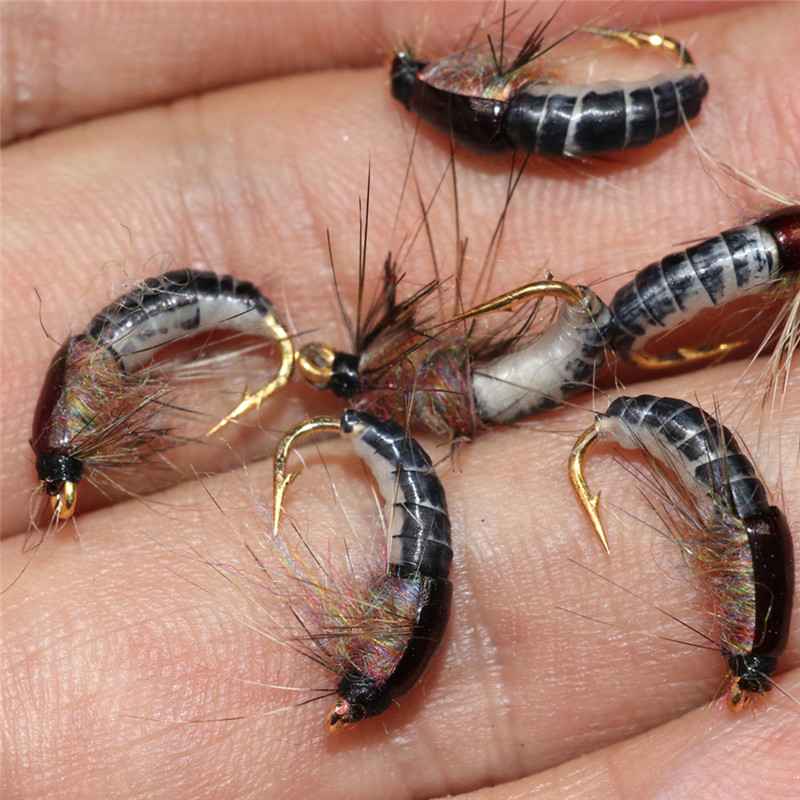 #12 Realistic Nymph Scud Fly For Trout Fishing Artificial Insect Bait Lure Simulated Scud Worm Fishing Lure