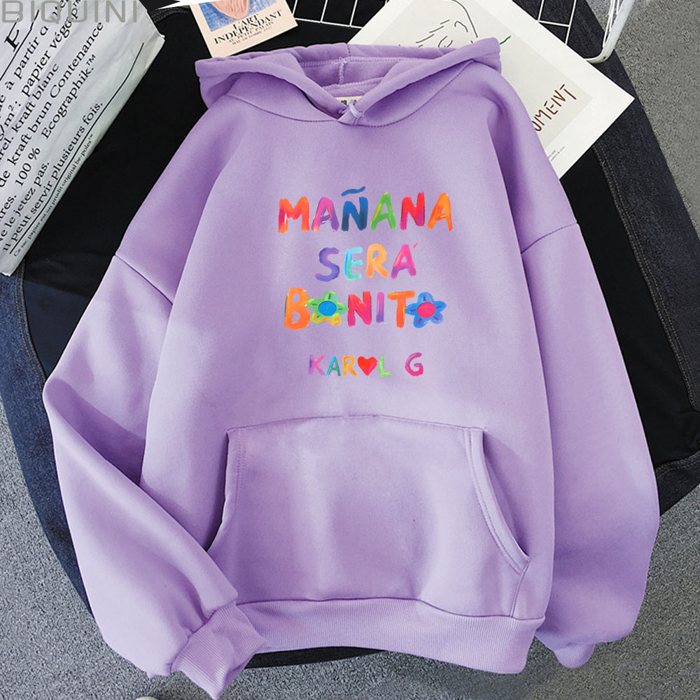 Karol G Provenza Hoodies Retro Femmes / Men HARAJUKU Aesthésie Vintage Tracksuit Kawaii Unisexe Fleece Pillurs Sweatshirts Vêtements