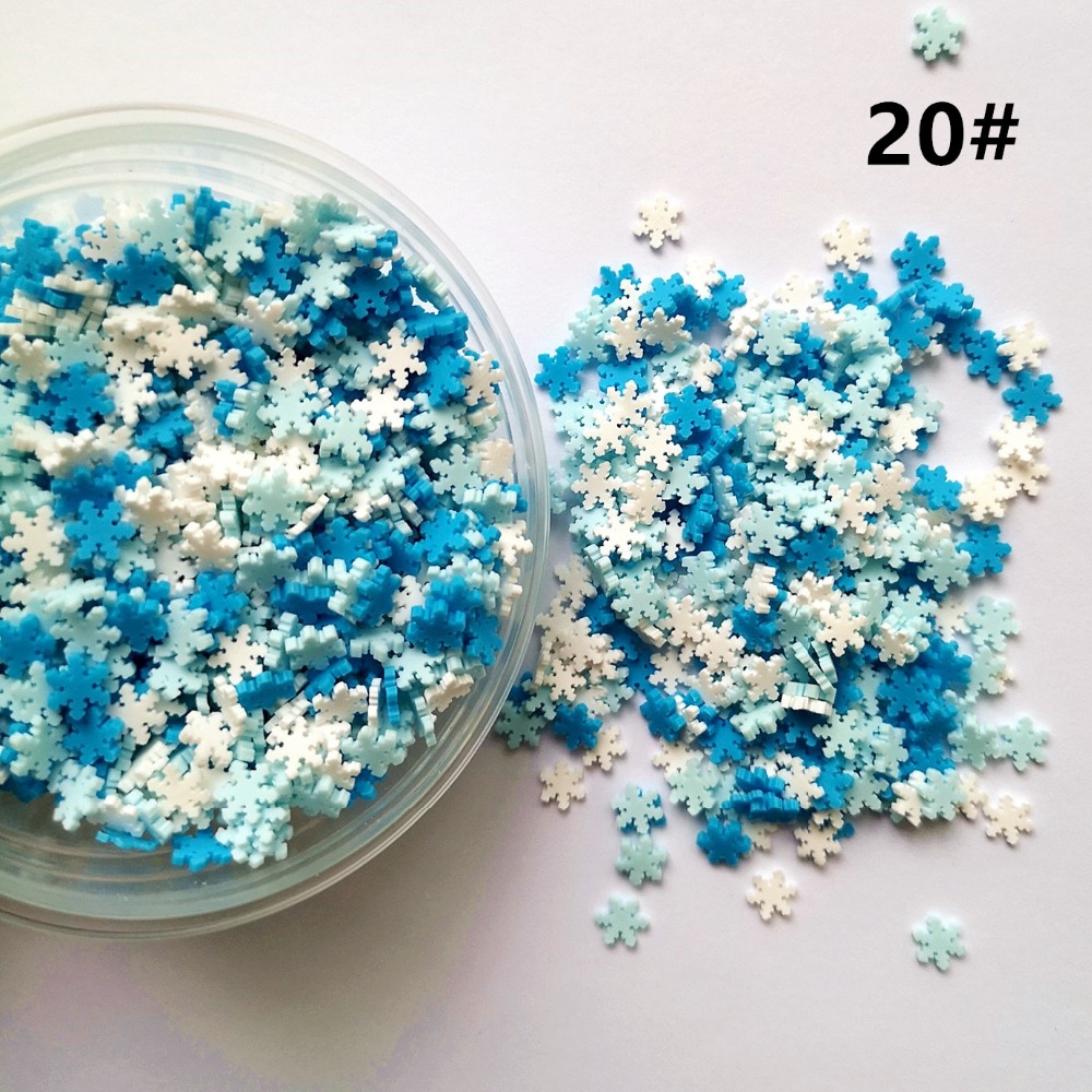 100g Snowflake Polymer Hot Soft Clay Sprinkles Colorful for Crafts plastic klei Tiny Cute Mud Particles Blue White Snow