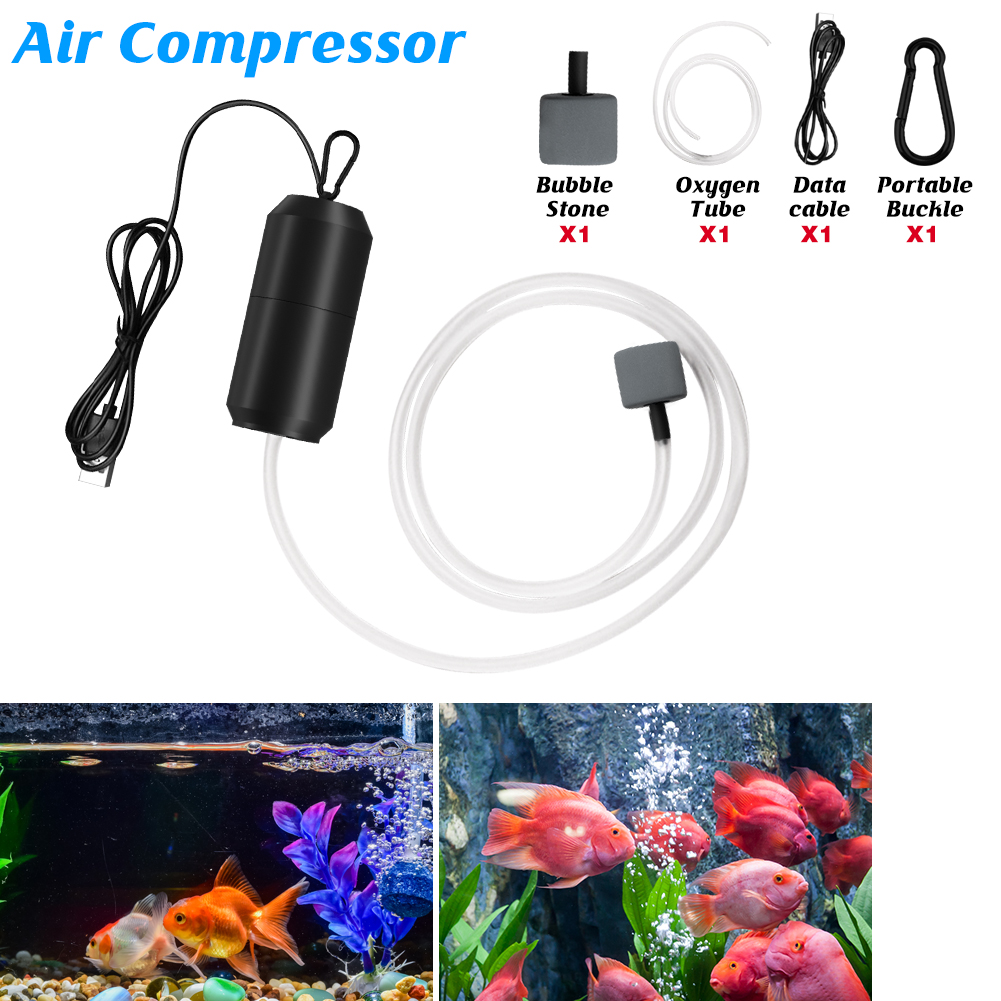 USB -Aquariumluftpumpe mit Luftstein- und Silikonrohr -Energieeinsparung Sauerstoffpumpe für Aquariumfischereiluftkompressor Luftkompressor