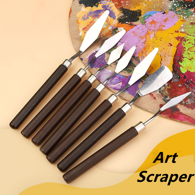 Art Spatula Pintura suave Spátula Pintura al óleo espátula Mango de madera Paleta con cuchillo Gouache Pintura Spátula Herramientas de pintura