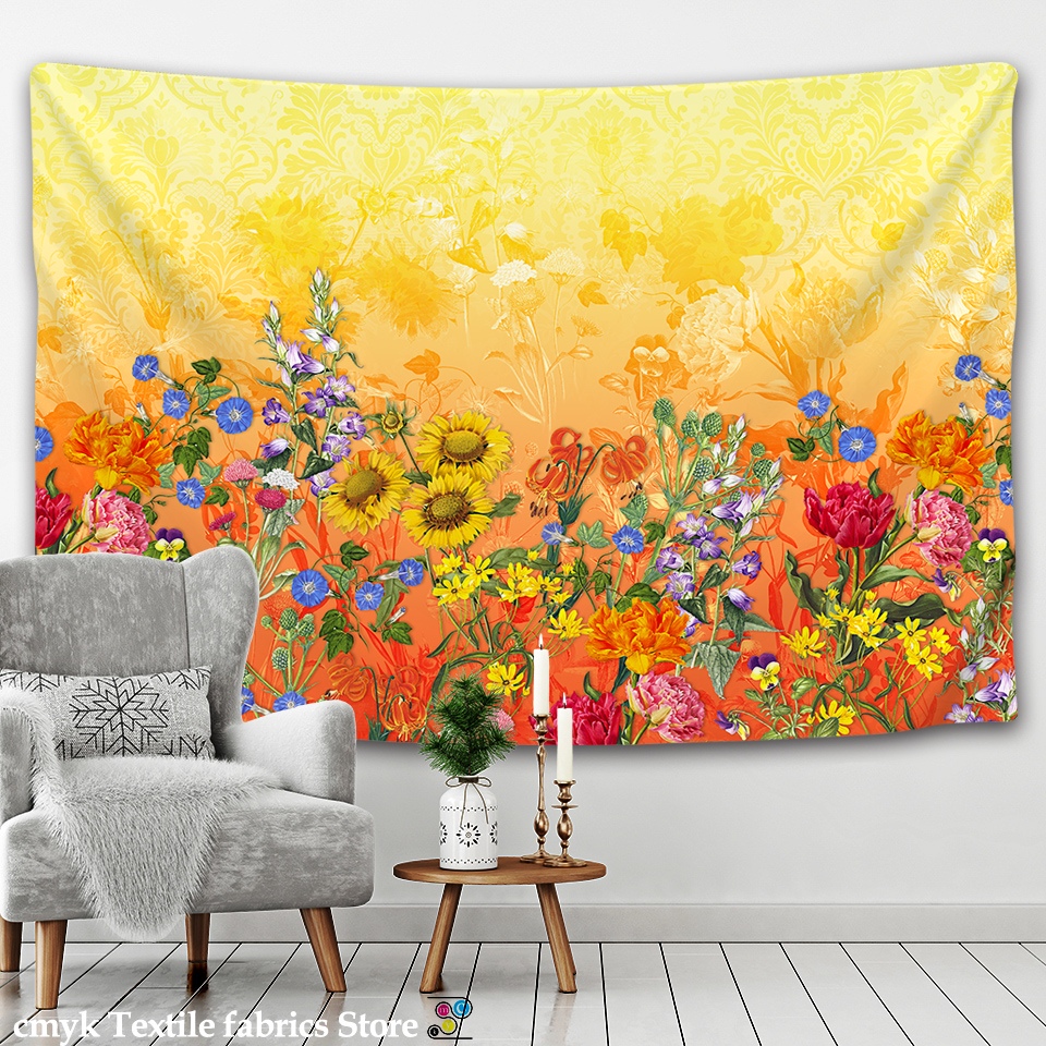 Kleurrijke bloemenplanten tapijt Vintage kruiden Tapestry Tapestry Wild Flowers Tapijtwand hangende natuurlandschap Tapestry voor leven