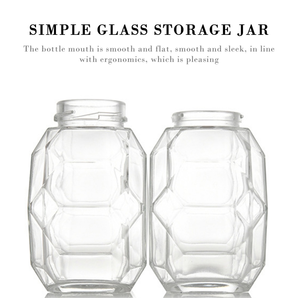 200/380 ml glas zeshoekige glazen honingpotten fles met houten roerhaan honing potcontainer kurk deksel voor thuiskeuken