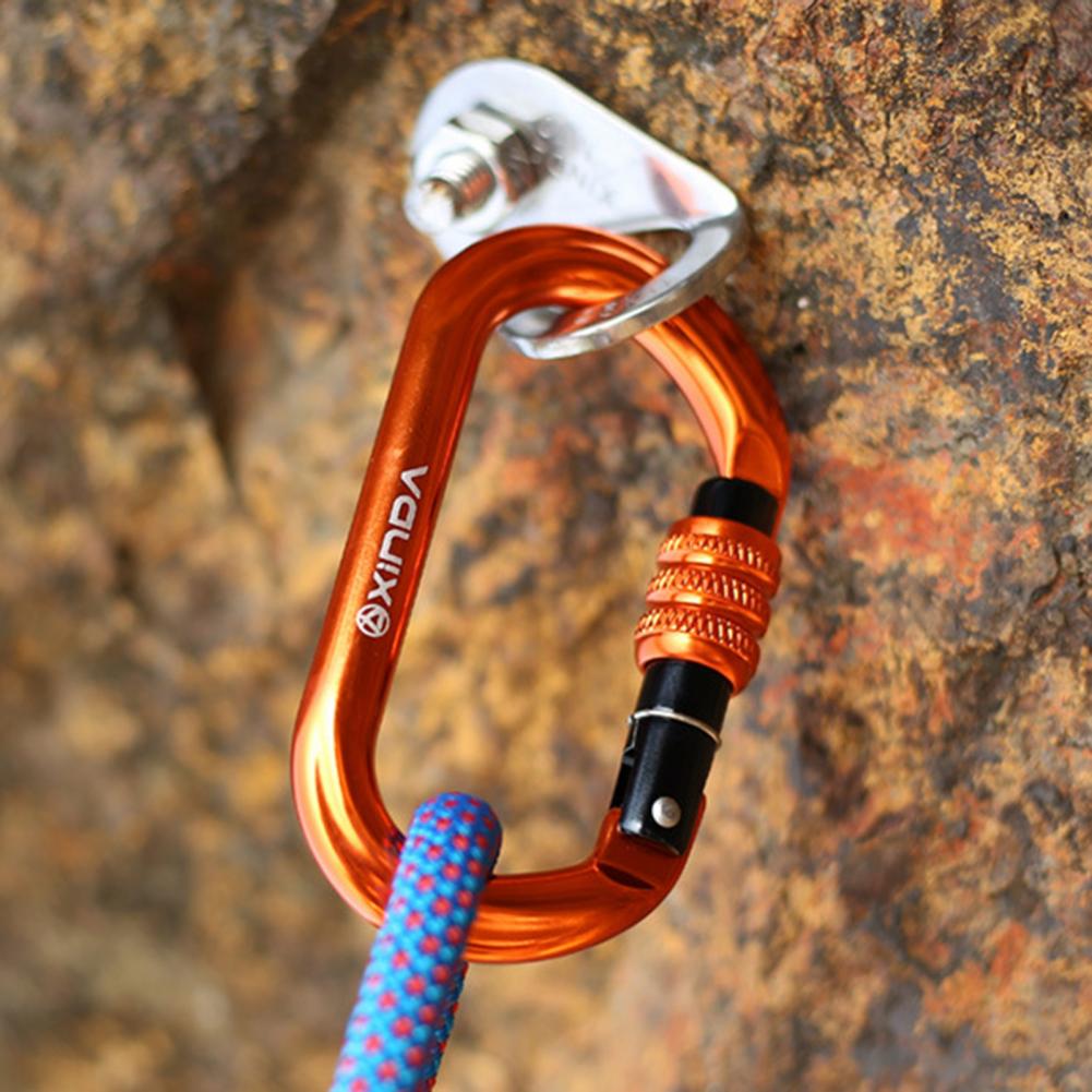 Klättring av karabiner Stark lagerkapacitet Säkerhetslåslegering Stål O-typ Automatisk Master Carabiner Mountaineer-utrustning