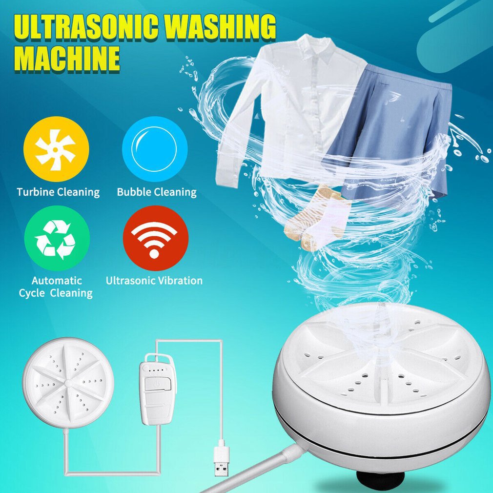 Travel Usb Mini Ultrasonic Washing Machine Portable Turbo Personal Rotating Washer Convenient Air Bubble Quick Wash Clothes