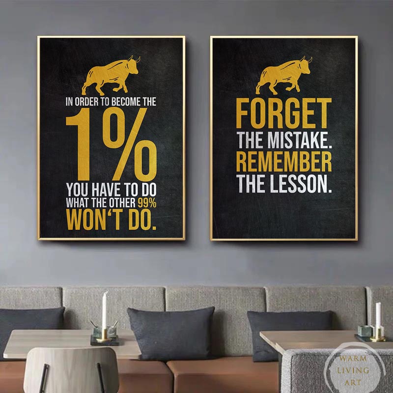 Motivational Zitat Poster Stock Trading Kaufen Sie die Angst verkaufen Gier Canvas Malerei Plakate Drucke Wandkunst Bild Home Decor