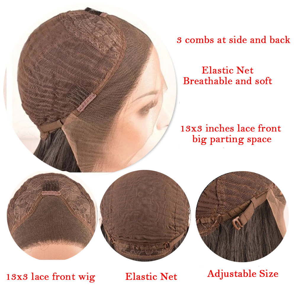 26 polegadas ombre marrom longa peruca sintética caixa trançada hd lace frontal lateral /intercalação /peça livre para mulheres negras resistentes ao calor