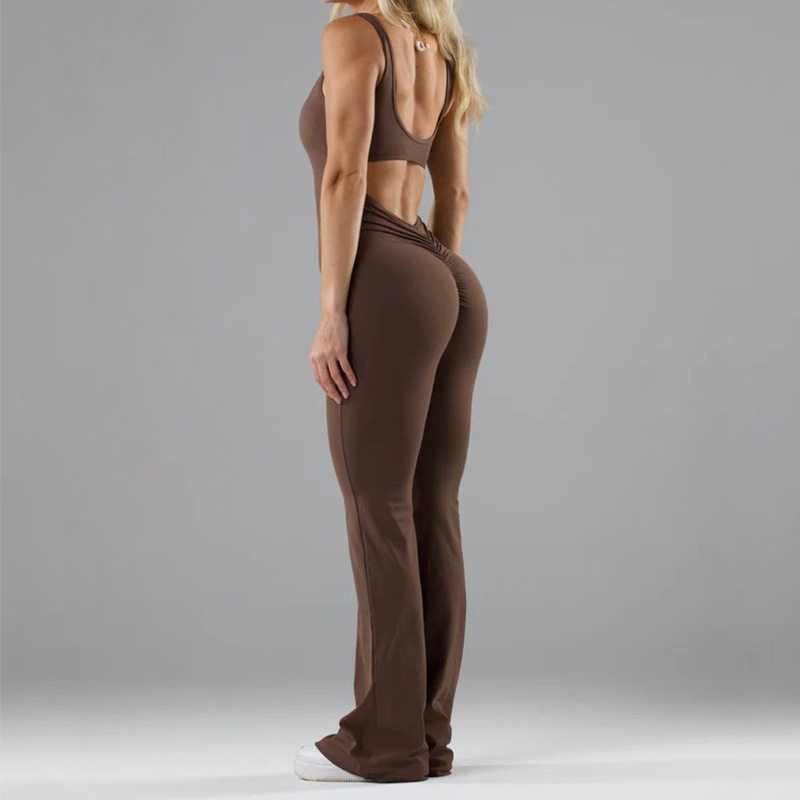 Pantaloni svasati da tuta da yoga slim in forma, tuta da yoga popolare, set di tute aderente sport con cuscinetto il torace