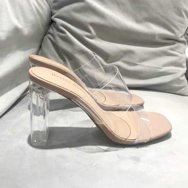 Scarpe eleganti Donne estive Pompe sandali PVC Slifori di gelatine Apri tacchi alti tallone trasparente PERSPEX Clear H240409 QQ4R