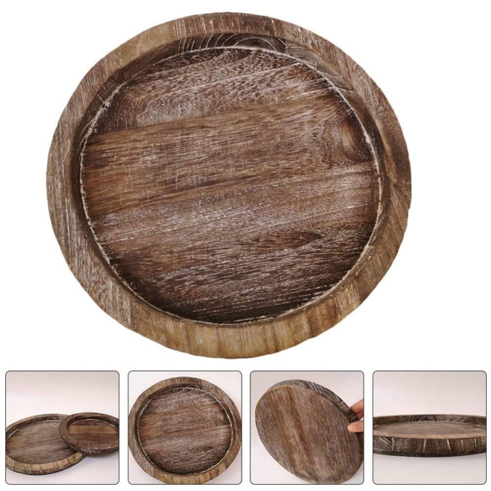 Деревенская дровяная поддона подсвечник Небольшой декоративный тарелка Столба подсвет