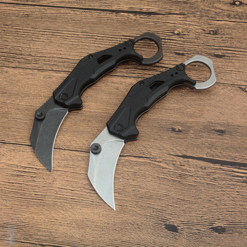 Promotion KS2064 Karambit Knife 8Cr13mov Satin / Stone Wash Blade G10 Handle Pliage Clawing Couteaux Tactical Couteaux Tactical Box