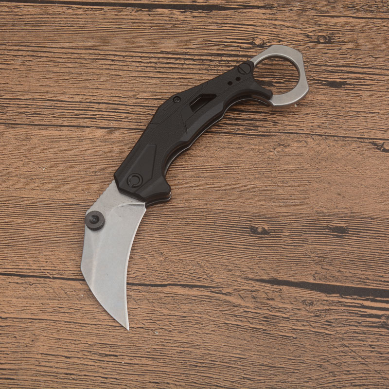 Kampanj KS2064 Karambit Knife 8CR13MOV Satin/Stone Wash Blade G10 Handtag Foldande klövknivar Utomhus Taktiska knivar med detaljhandelslådan