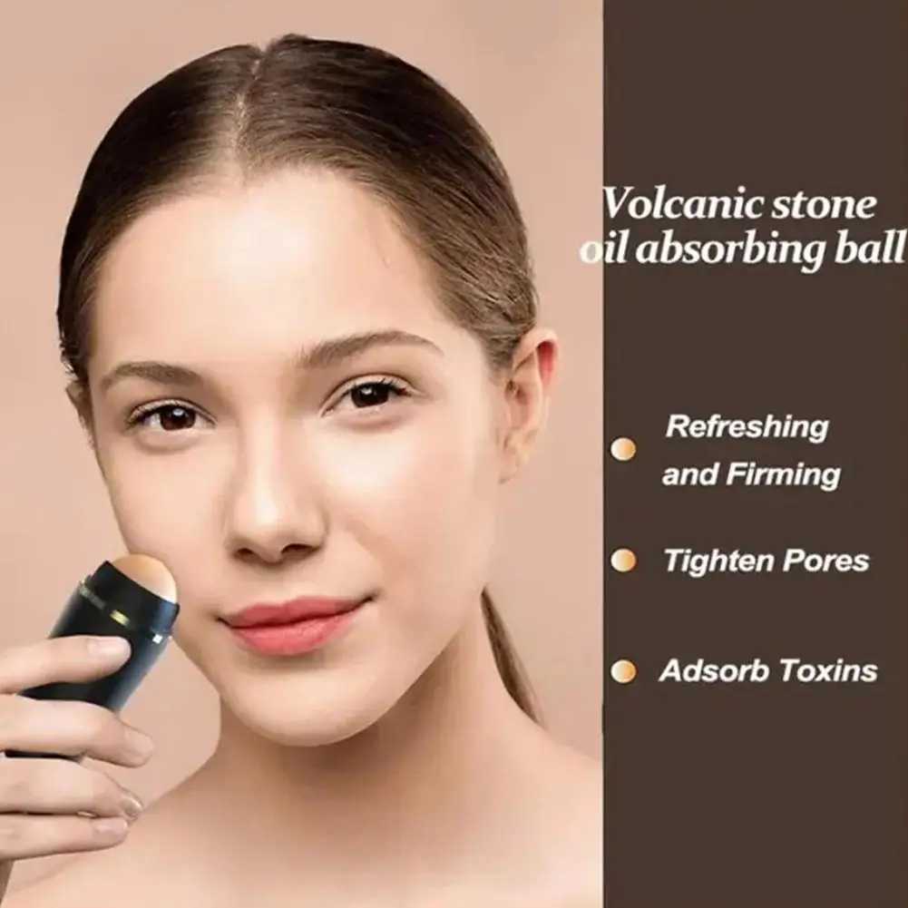 Face Massager Face Oil Absorbing Roller Volcanic Stone Beauty Oil Removing Rolling Stick Ball Face Shiny For Women 240409