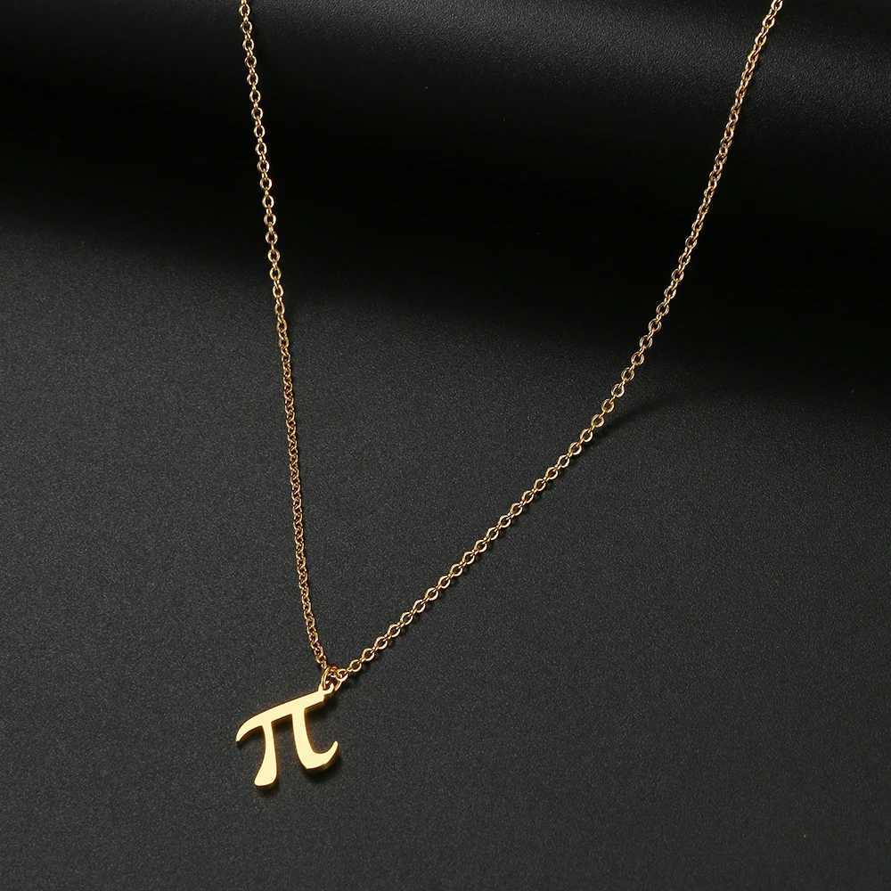 Pendant Necklaces Stainless Steel Necklace Mathematical Pi Symbol Hanging Chain Necklace Creative Mathematical Character Necklace Female Teacher GiftQ