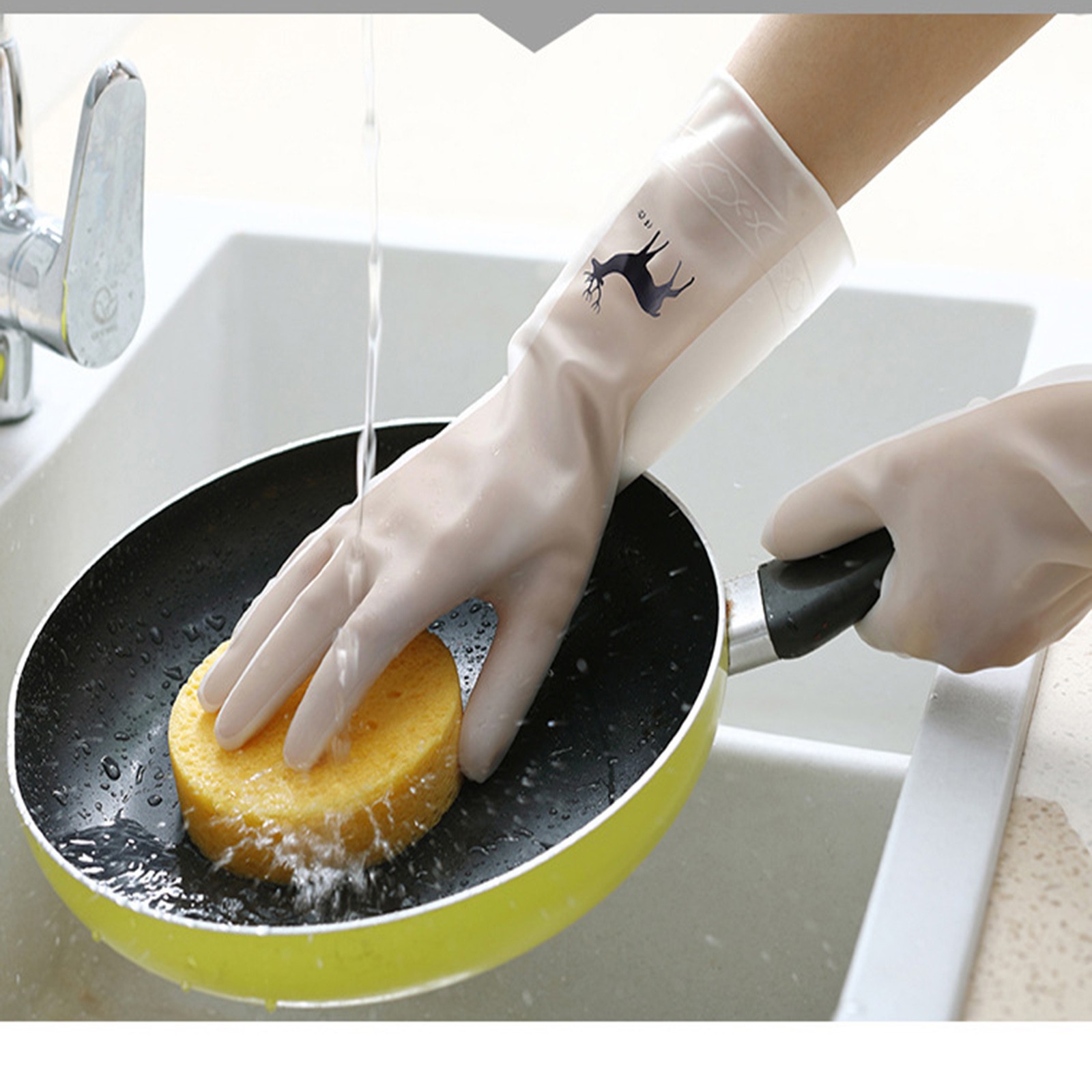 Kitchen Dish Washing Gloves Household Dishwashing Gloves Long Rubber Gloves For Washing Clothes Housework Cleaning Tools