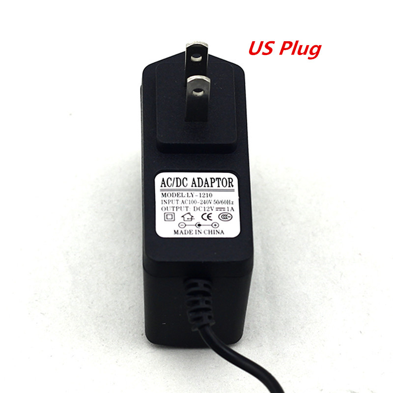 EU/US/UK/AU Plug-adapter AC 100-240V till DC 12V 1A 1000MA Strömförsörjning 5,5 mm x 2,1-2,5 mm för 3528 Strip LED eller annan DC-sträng