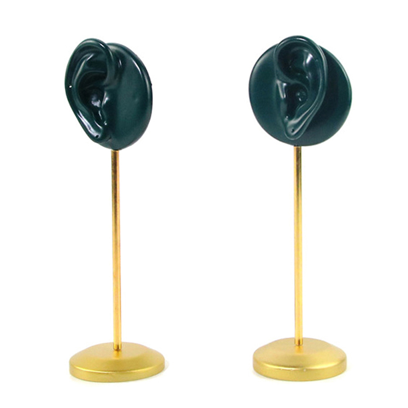 Durable Earring Display Stands Human Ear Model Stud Holder Soft Silicone Round Base Birthday Mannequin Stand Earrings Organizer