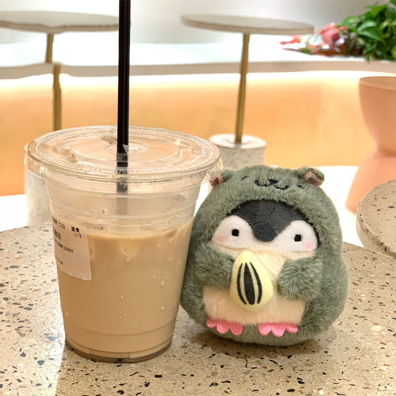 Japanese cute positive energy melon seeds, penguins, hamsters, plush toy dolls, keychains, grab doll machine pendants