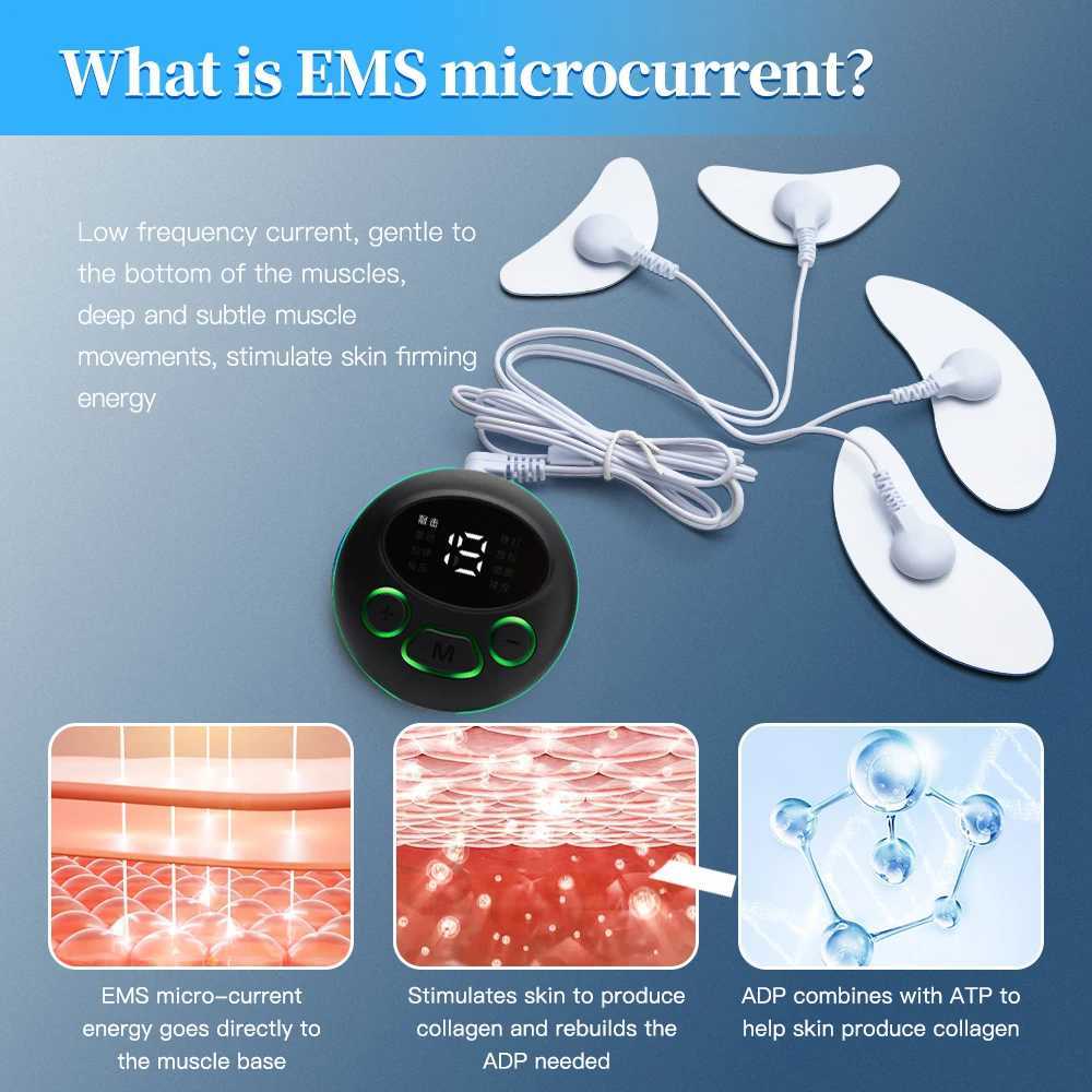 Masajeador de cara EMS Facial para el estimulador muscular Pulso Electrice Electric V-Face Slim Beauty Renchrinkle Skin Skin Tensar 240410